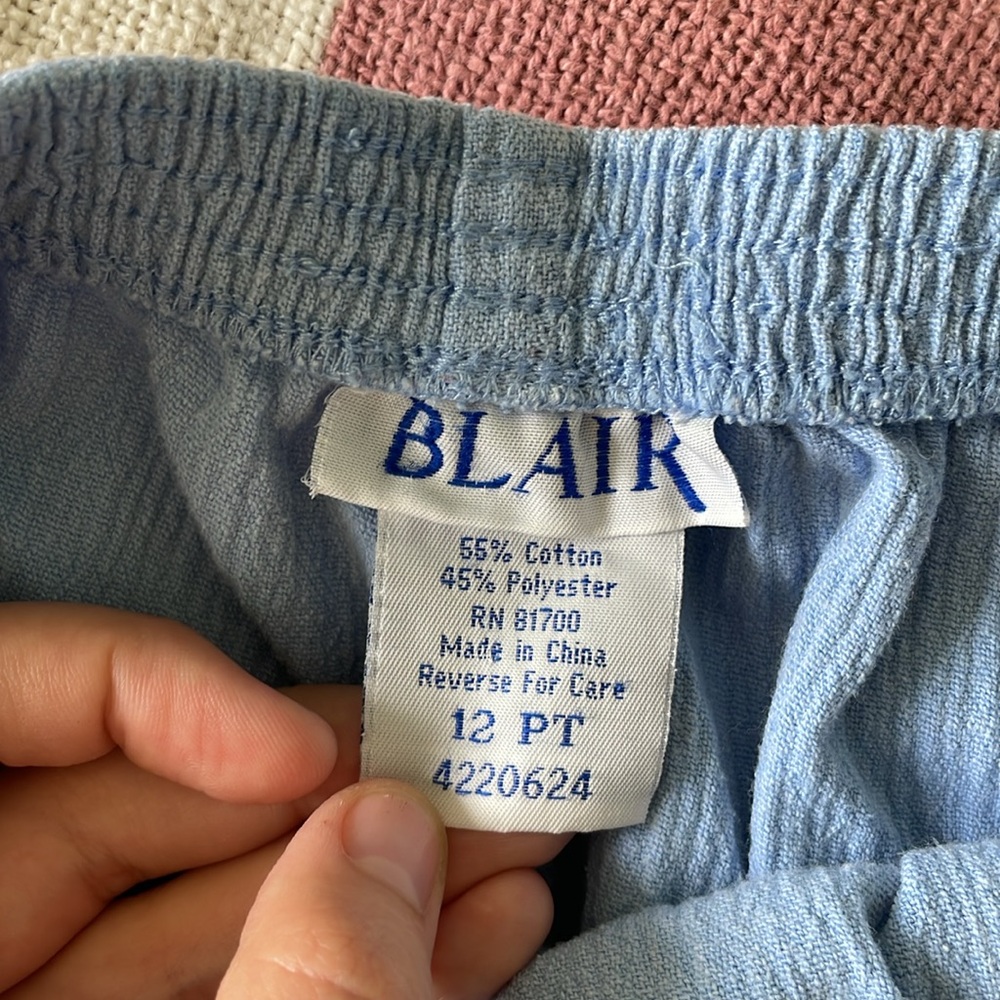 vintage baby blue flowy knee length pants - Picture 3 of 3